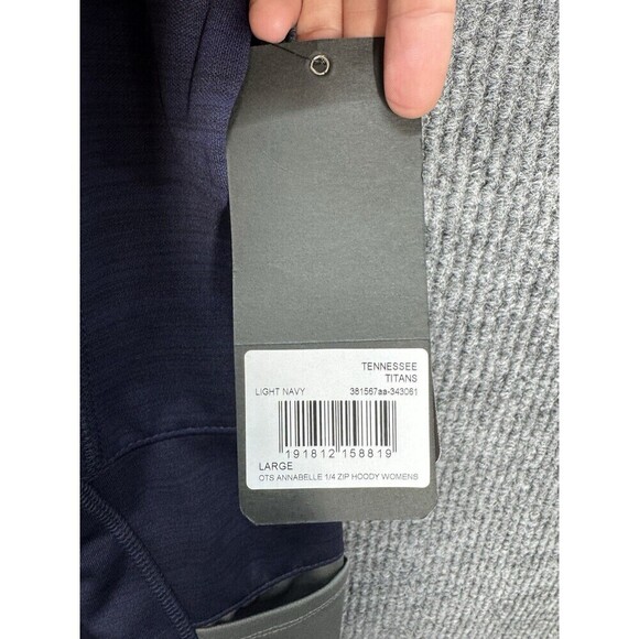 NFL Tennessee Titans 1/4 Zip Pullover Hoodie Womens Large Navy Blue Thumbholes - Picture 3 of 9